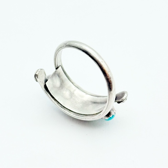 Vintage Turquoise Sterling Silver Ring - Native American 5-Stone Snake Eye - Picture 4 of 9